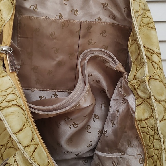 Ripani Yellow Ripple Embossed Leather Handbag - Picture 8 of 9